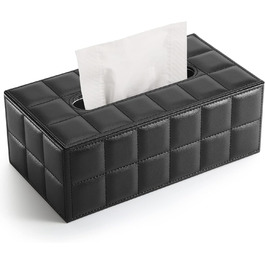 KINGFOM™ Rectangular Leather Cosmetic Tissue Box for Home/Office/Car (Black)
