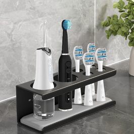 Настінний тримач для електричної зубної щітки з органайзером для пасти, 4 відділення, чорний