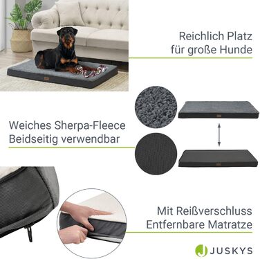 Ортопедичне ліжко для собак Juskys Milow, 76x51 см, сіре - м'яке та стабільне, знімний та пральний чохол - подушка для собак, килимок для маленьких собак