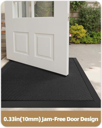 Килимок для дому та вулиці COLOR&GEOMETRY 43x76 см - антиковзаюча, легко миється, для входу, сірий/чорний