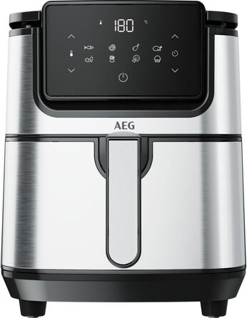 AEG AF6-1-4ST Hot Air Fryer / Frying / Grilling / Roasting / Baking with little to no oil / 8 programs / 3.5 l capacity / dishwasher safe / LED touch display / programmable / Stainless steel, Grey Stainless Steel 3.5l Capacity Series 6000