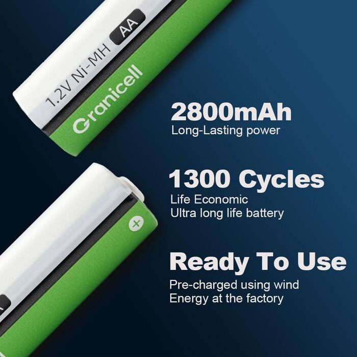 Зарядний пристрій AA та 4 батарейки AA 2800mAh 1.2V, перезаряджувані акумулятори NI-MH