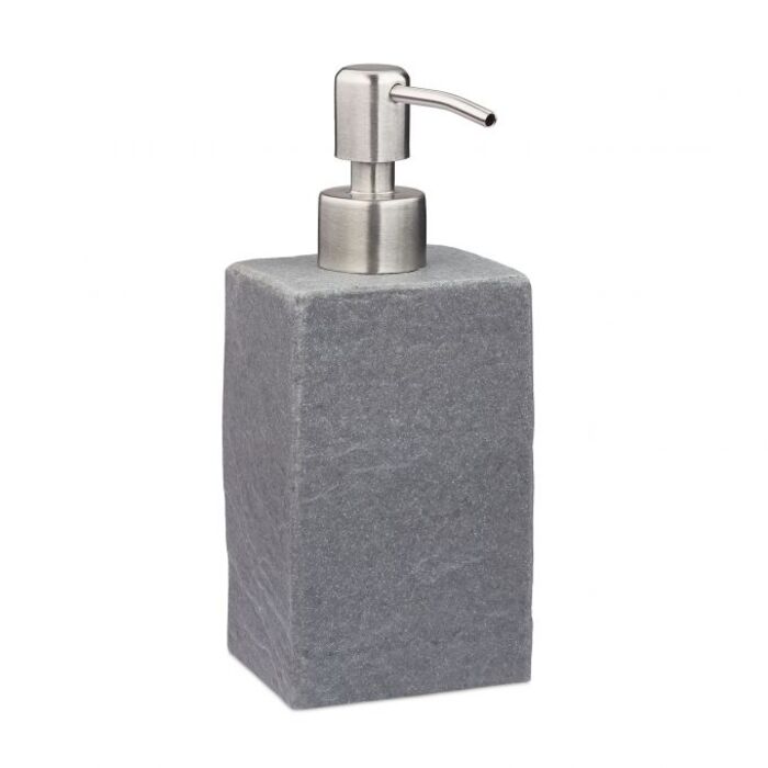 Relaxdays Soap Dispenser, Stone-Look, Square