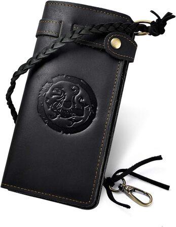 Le'aokuu Men's Genuine Leather Wallet Organizer Double Checkbook Wallet Pattern Business Money Clip 3377