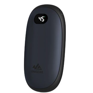 Електричний грієчка для рук Unigear 5200mAh з Powerbank, USB, 35-55°C, цифровий дисплей, для активного відпочинку, чорний