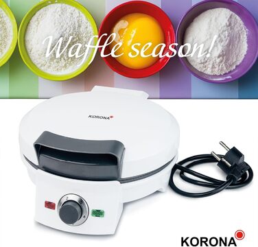 Вафельниця Korona Party 41007 Standard | Вафлі для вечірок | 1000 Вт, діаметр 18 см | Автоматичне регулювання температури, червона