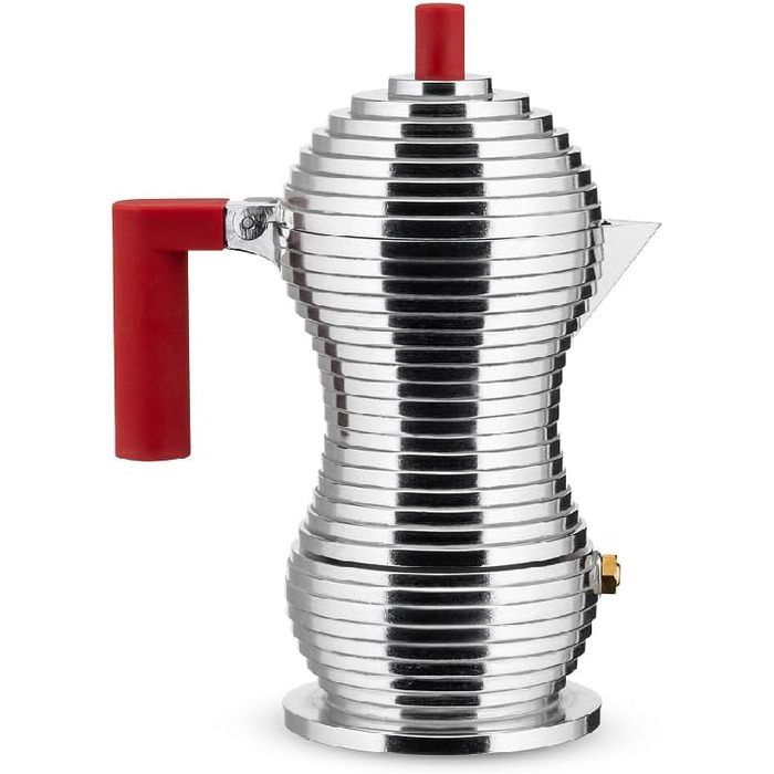 Еспресо-машина Alessi Pulcina MDL02/6 - 6 чашок, литий алюміній, червона