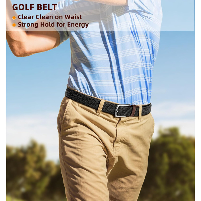 Пластиковий плетений ремінь KEMISANT для чоловіків та жінок, 2 шт. (чорний/бежевий)