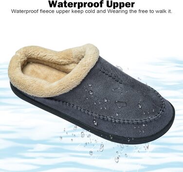 Тапочки чоловічі Miqieer з піною пам'яті, теплі зимові плюшеві домашні тапочки (45/46 EU, 570 Blaugrau)