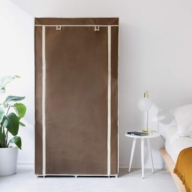 Navaris Fabric Wardrobe with Clothes Rail - Folding Wardrobe 88x170x45cm with Rail - Large, Stable Closet - Foldable Fabric Wardrobe made of Nonwoven Fabric in Light (Brown)