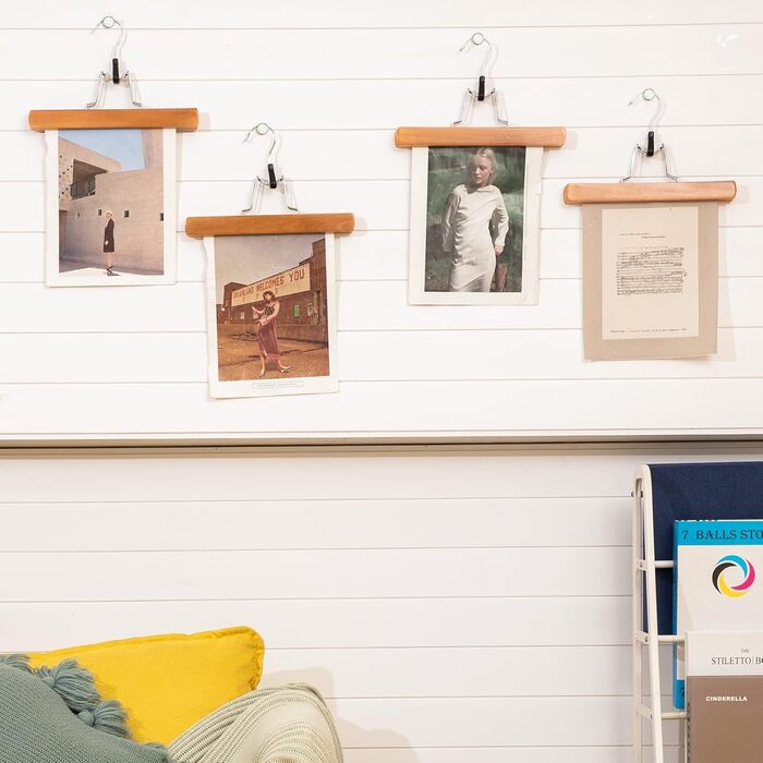 Дерев'яні вішалки для штанів та одягу HOUSE DAY з кліпсами, 25 шт. - білі, міцні, обертаються на 360°