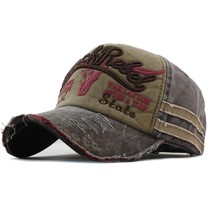 Кепка бейсболка вінтажна Baumwolle з бавовни, випрана джинсова, з потертостями, для чоловіків та жінок, стильна, спортивна, hip hop, регульована, універсальний розмір, колір A-Braun