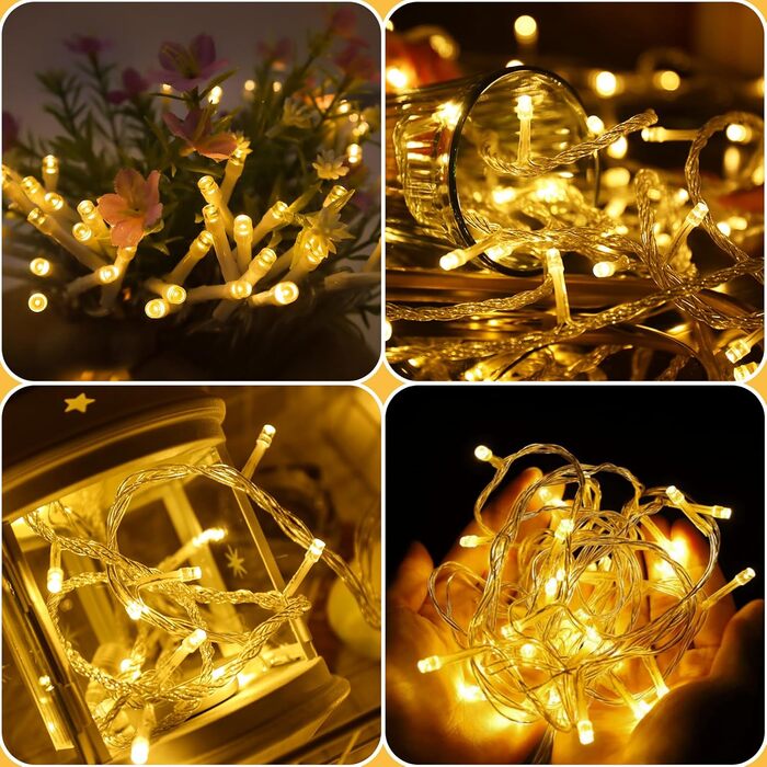 Льод-гірлянда LED 200 LED на батарейках: тепле світло, водонепроникна, з пультом, для декору саду, вечірки, балкона, ялинки