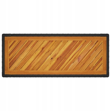 Садовий стіл з дерев'яною стільницею, чорний, 100x40x75 см