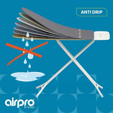 Покриття для прасувальної дошки Airpro від Widex, розмір L, універсальне, 120x42 см, для парових прасок, виготовлено в Європі, колір антрацит