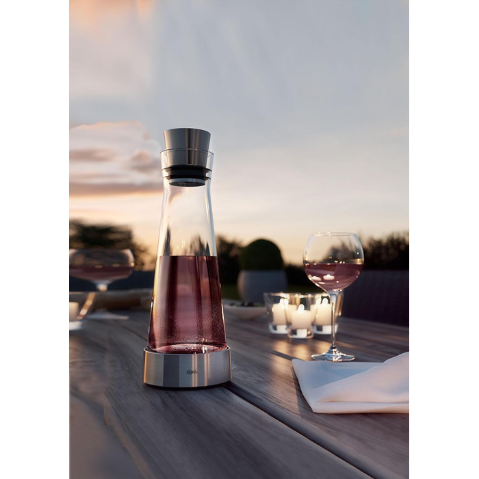 Emsa 514233 Flow Slim Glass Carafe, with Cooling Element, Glass, Elegant Design, 1 Liter, Transparent, 11 x 11 x 38.2 cm