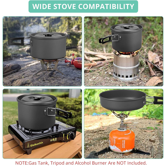 Набір посуду для кемпінгу Vinteam: 21 предмет, для 4 особи, туристичний посуд, казанок, міні-посуд