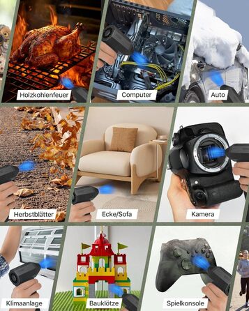 Електричний пилосос-фен EUKI X3DE: 3 режими, 150000 об/хв, акумулятор 6000mAh, набір для чищення ПК, авто, диванів
