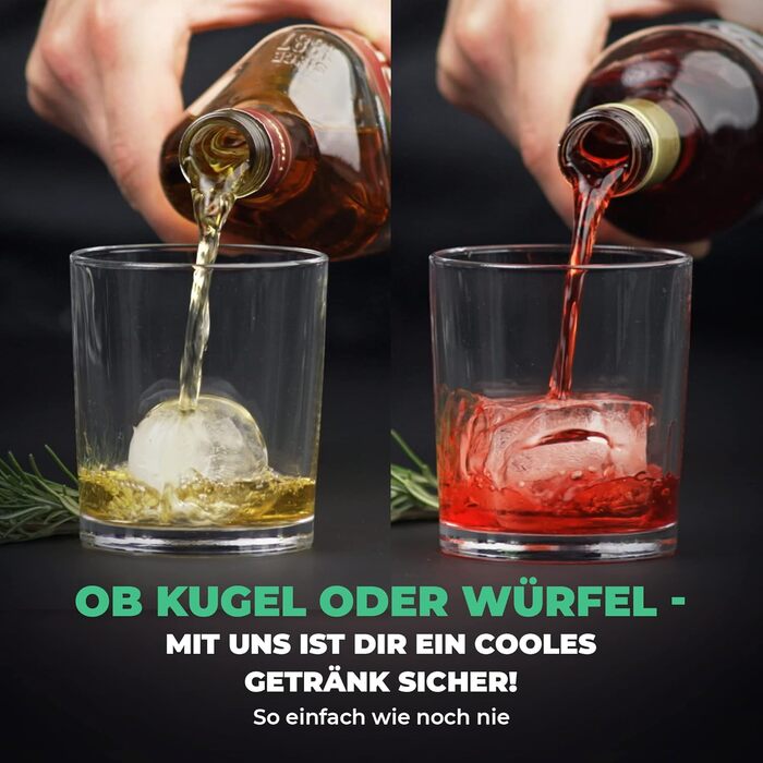 Neighbour's Friend Patented Ice Sphere Mold with XXL Ice Cube Mold - Large Round Silicone Ice Cube Mold for Cocktails, Whisky & Long Drinks - 6x Ice Cubes & 6x Ice Spheres, Dishwasher Safe