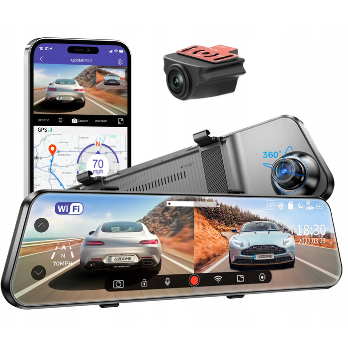 Автомобільний відеореєстратор-дзеркало 4K WiFi з новою камерою заднього виду