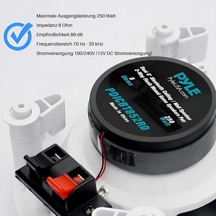 Вбудовані Bluetooth-колонки Pyle 200Вт, 16,5 см, для стелі, стін, домашнього кінотеатру, офісу, плоскі круглі, стереосистема