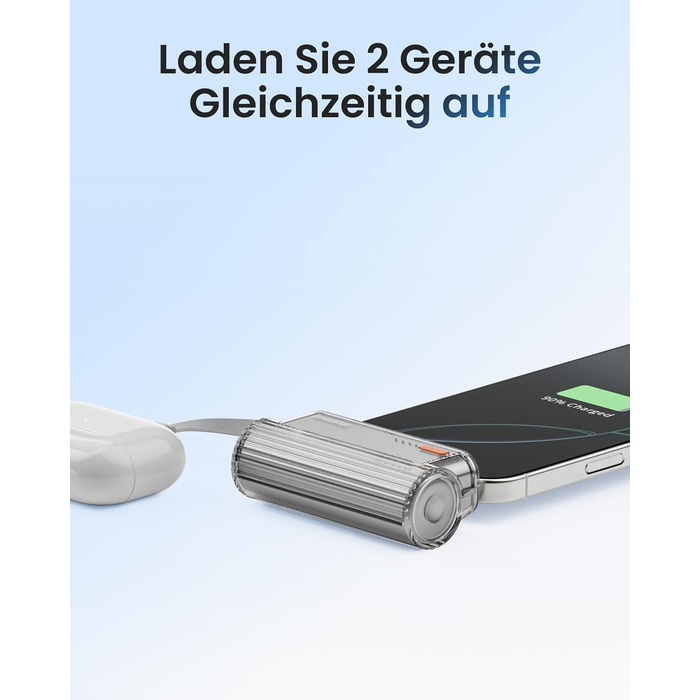 Power Bank SHARGE Flow Mini 2 22.5W: Компактний павербанк з інтегрованим кабелем для iPhone та Galaxy