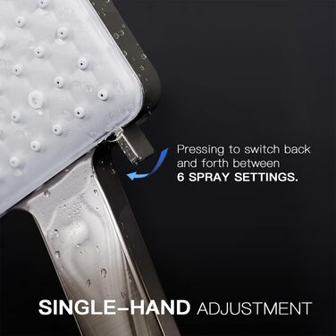 Душова лійка Newentor зі шлангом 1,5 м, високий тиск, 6 режимів, срібна (з золотим душовим краном)