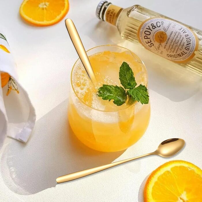 Набір ложок для лате макіато, 6 шт., 19.8 см, нержавіюча сталь. Ідеально для кави, коктейлів, десертів