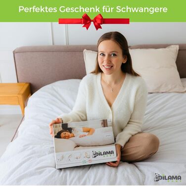 Подушка для вагітних Dilamababy з піною з пам'яті, Floken та волокнами - подушка для годування XXL - подушка для вагітних - багатофункціональна подушка для бокового положення зі 100% бавовняним чохлом для вагітних