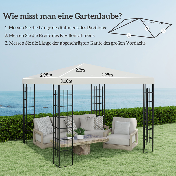 Outsuuny Replacement Canopy for Gazebo 3 x 3 m, Waterproof Gazebo Roof, Replacement Cover for Garden Gazebo, Replacement Parts made of Oxford Fabric, 370 g/m², Light Grey | Aosom