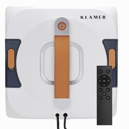 Робот для миття вікон KLAMER 3500 Pa: автоматичний очищувач з резервуаром для води 100 мл, режим вологого очищення, виявлення країв, тихий (60 дБ), захист від падіння, смарт-планування траєкторії, білий