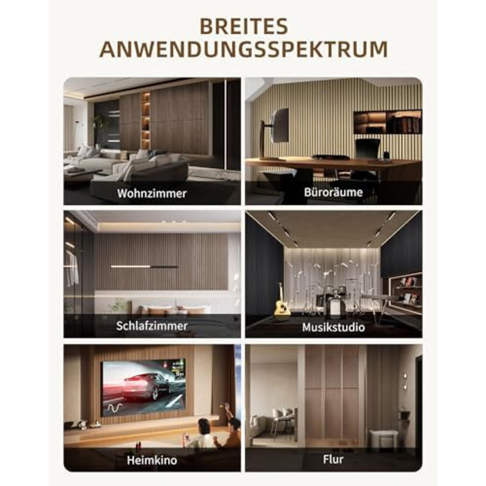 Акустичні настінні панелі JAMELO з шпоном дерева, самоклеючі 3D панелі для стін, стелі та дверей, колір горіх, 10 шт (30 x 15 x 1.2 см)