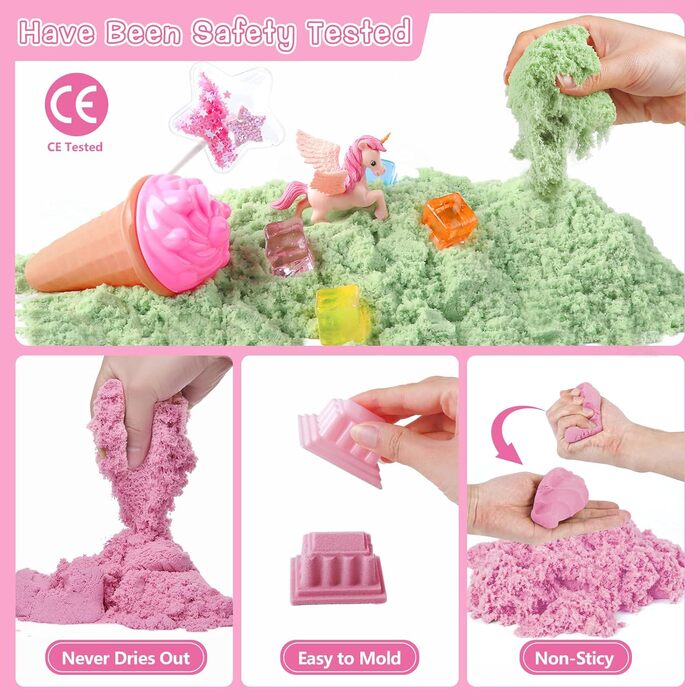 Aliex Magic Play Sand Set for Girls, Unicorn Sand Set | Magic Play Sand Toy Gift for Girls 3 4 5 6 7 8 Years