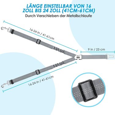 Ремінь безпеки для собак SlowTon в авто, 2 в 1, регульований, відбиваючий, сірий. Для подорожей та прогулянок.