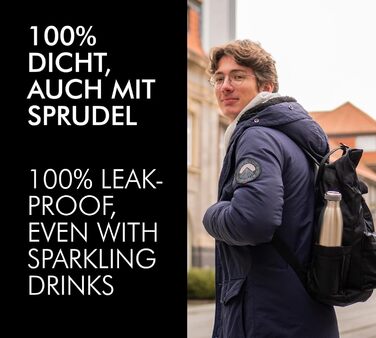 Термокава THERMOcafé TC Bottle (1,0 л) – термоізольована фляга з нержавіючої сталі, для школи, подорожей та офісу, колір: бірюзовий