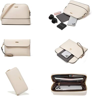 YTL Сумка-шопер жіноча велика бежева 4 в 1: сумка на плече, кросбоді, гаманець, картник - для офісу, школи, покупок, подорожей