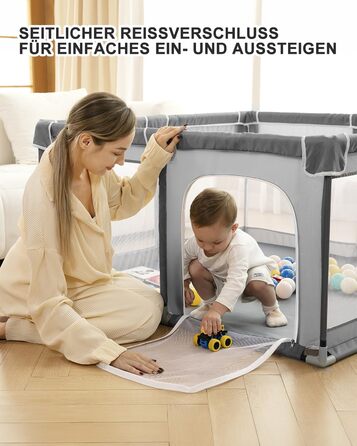 derimkcoa Playpen Baby, Baby Play Fence, Large Children's Safety Playground, Playpen with Breathable Net, Portable Playpen for Indoors and Outdoors (130x130x66cm)