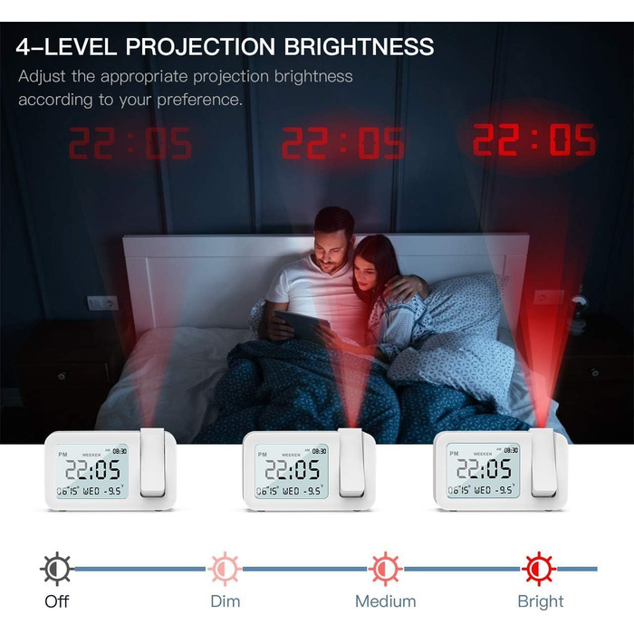 Projection Alarm Clock, TedGem Travel Alarm Clock Digital Clock Table Clock 3.8