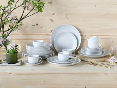 CreaTable Серія Luna Weiss: 12-Piece Dinner Set for 6, Porcelain, Dishwasher & Microwave Safe