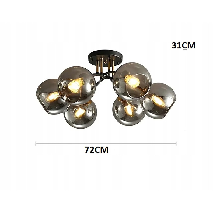 Підвісна люстра Krislamp MEGAN, 6 точок світла, цоколь E27