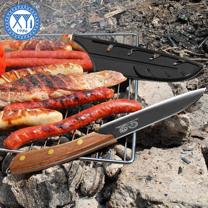 Ніж Сантоку XYJ 5 дюймів з піхвою, професійний кухонний ніж, full tang, коричневий