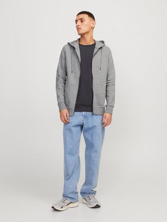 Чоловіча худі Jack & Jones однотонна з капюшоном, світло-сіра (розмір M)
