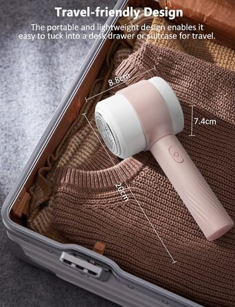 Електричний видалення ворсу LtYioe: портативний, USB, з магнітною адсорбцією, потужний, для різних тканин (рожевий)