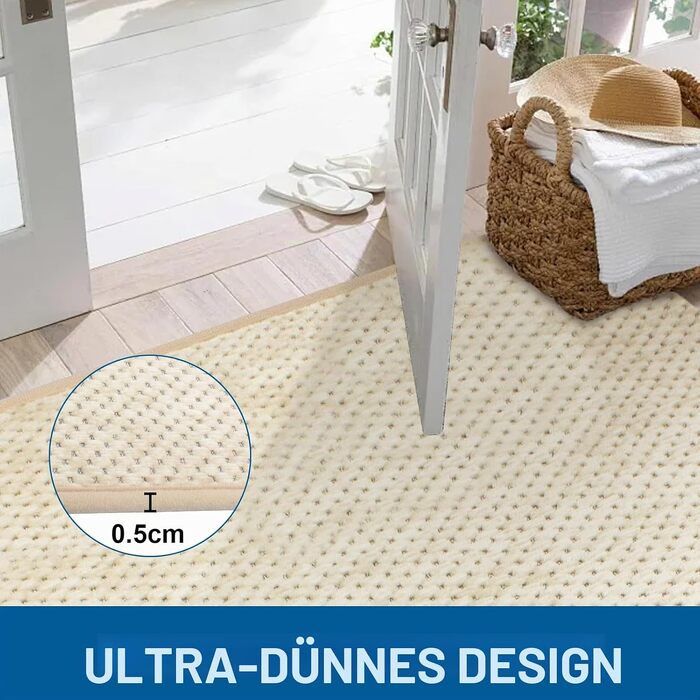 Килимок для ванної кімнати Badteppich Chenille, протиковзкий та вологопоглинаючий, 50x150 см, бежевий