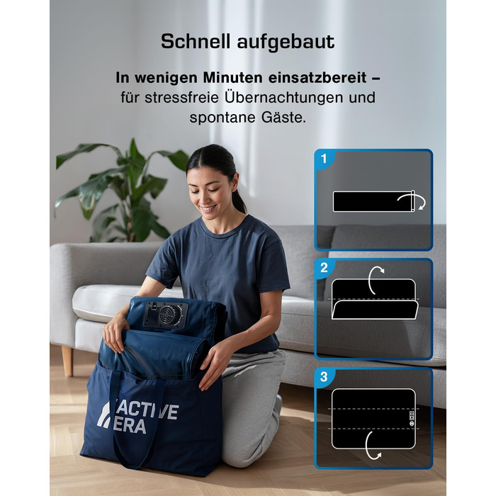 Активна Ера Преміум Надувний Матрац для Сну 1 Особа з Електричною Помпою та Вбудованим Подушкою, 99x188x36.5 см - для кемпінгу та гостей