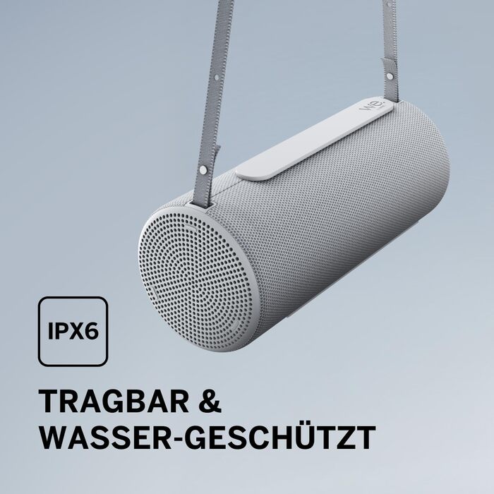 Loewe We. HEAR 2 Cool Grey – Портативна Bluetooth колонка 60W, водостійка, до 17 годин роботи, для дому та вулиці