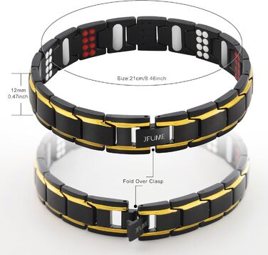 Чоловічий браслет JFUME з нержавіючої сталі, подарунок для чоловіків, регульований, 21,5 см (чорний та золотий)