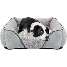 JOEJOY Dog Bed Medium & Large Dogs Dog Basket Washable - Fluffy Dog Bed, Non-Slip Dog Beds & Dog Baskets, Plush Dog Basket for Dogs and Cats (L76×61×23 cm) (M(63×53×20 cm), Light Grey)