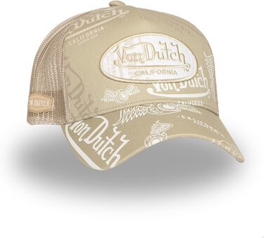 Кепка Von Dutch Trucker Snapback унісекс, бежево-біла