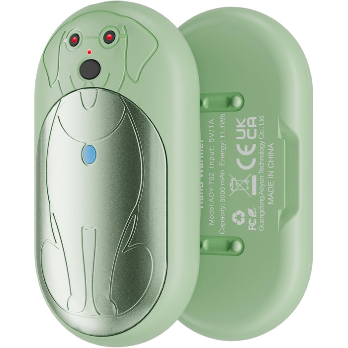 Електричні грілки для рук 6000mAh (2 шт.) - перезаряджувані, USB-C, 3 режими нагріву, подарунок для жінок, чоловіків, дітей, для катання на лижах, піших прогулянок (зелені)